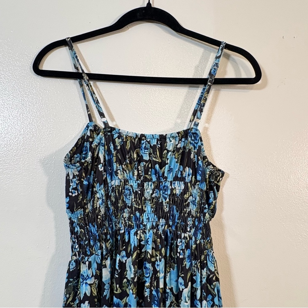 Grace Karin Womens Blue Floral Maxi Dress Small Smocked NWT - Picture 10 of 13